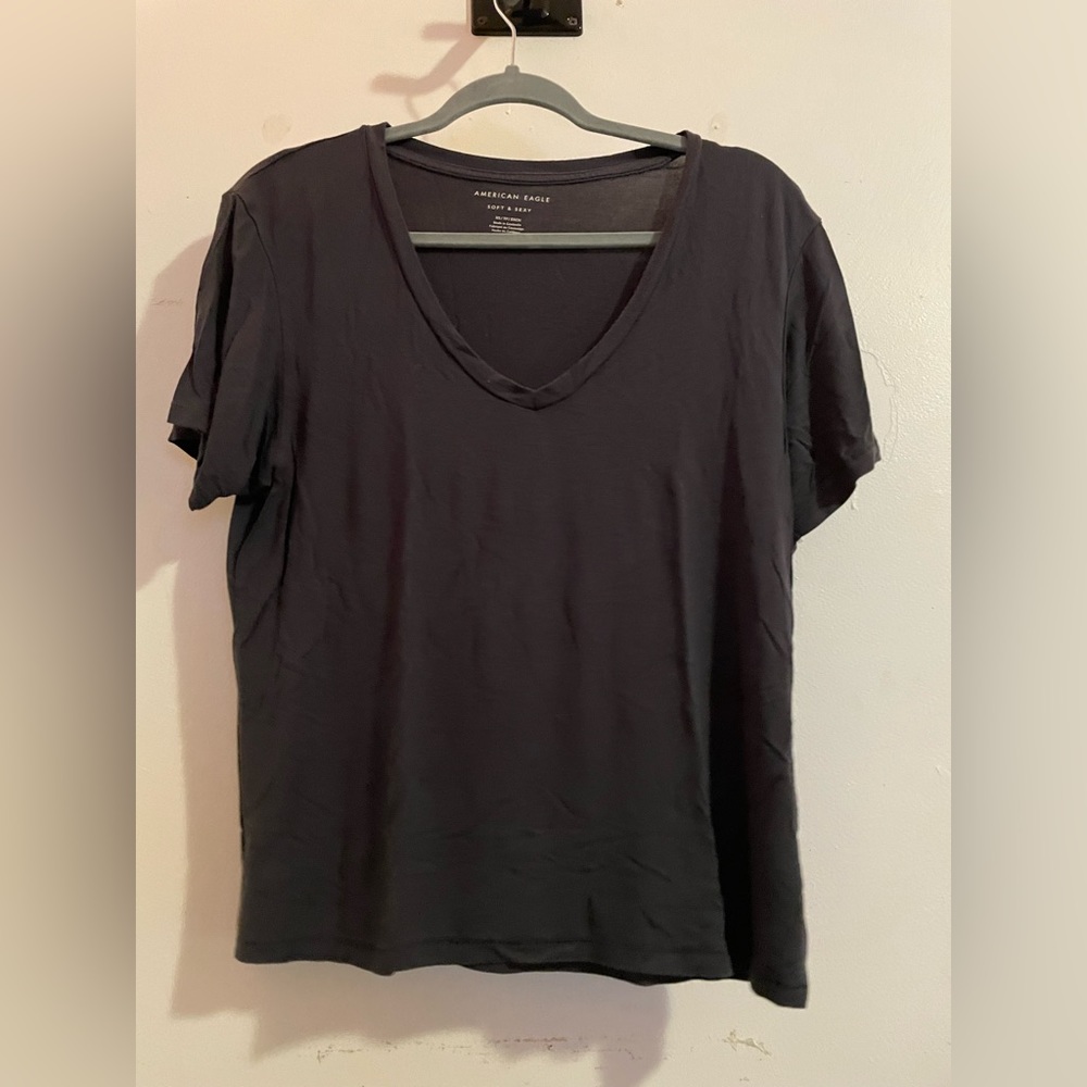Stretchy Oversized Gray V-neck